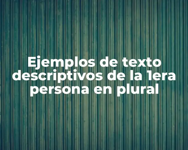 Ejemplos de texto descriptivos de la 1era persona en plural