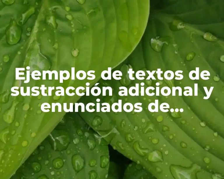 Ejemplos de textos de sustracción adicional y enunciados de observación