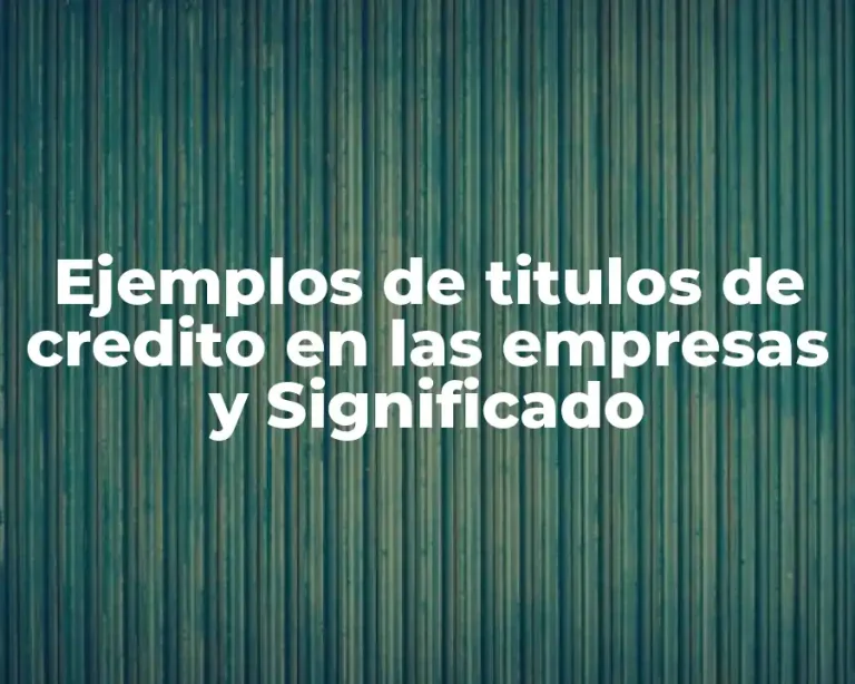 Ejemplos de titulos de credito en las empresas y Significado