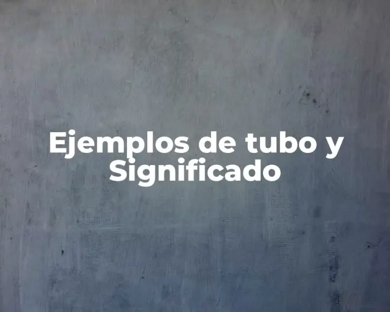 Ejemplos de tubo y Significado