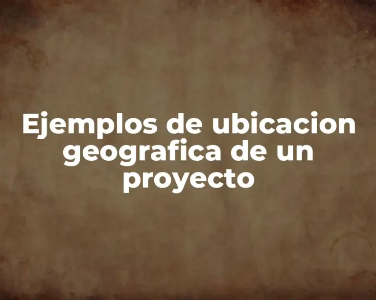 Ejemplos de ubicacion geografica de un proyecto