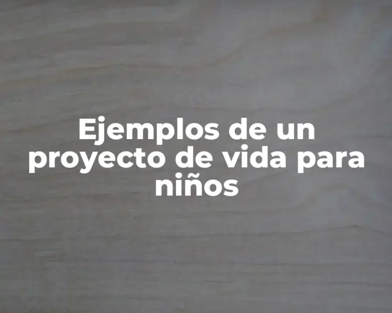 Ejemplos de un proyecto de vida para niños