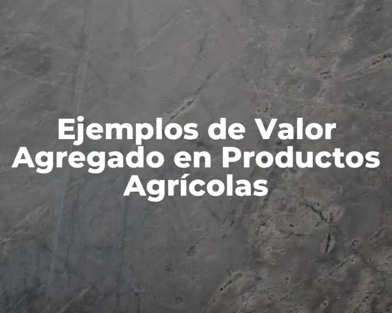 Ejemplos de Valor Agregado en Productos Agrícolas