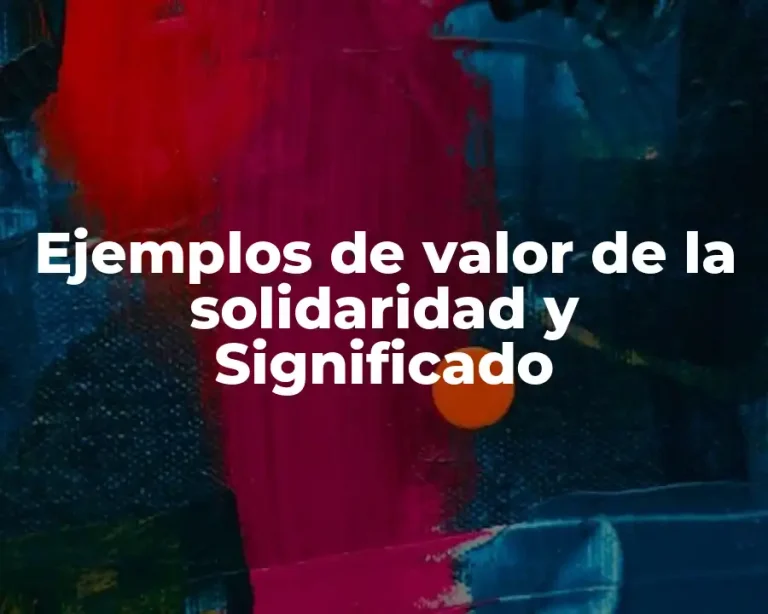 Ejemplos de valor de la solidaridad y Significado