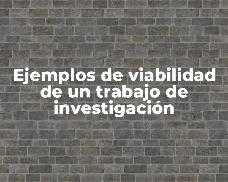 Ejemplos de viabilidad de un trabajo de investigación