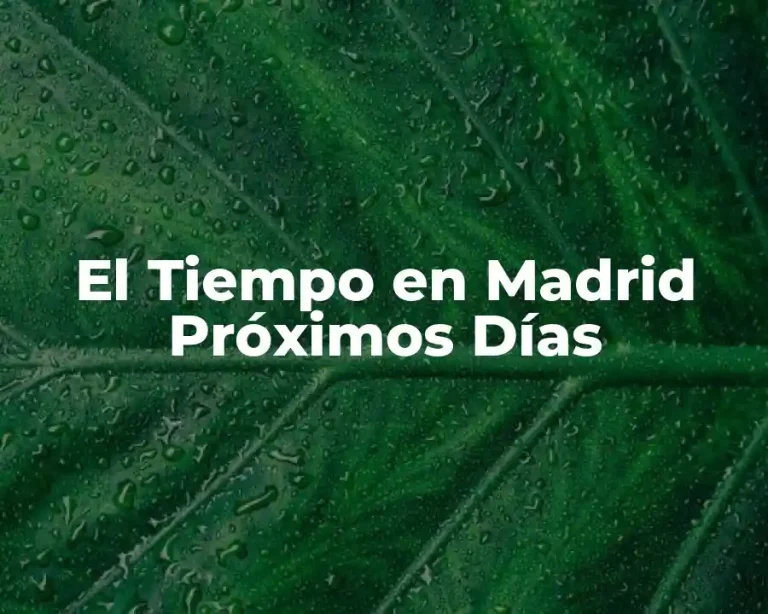 El Tiempo en Madrid Próximos Días