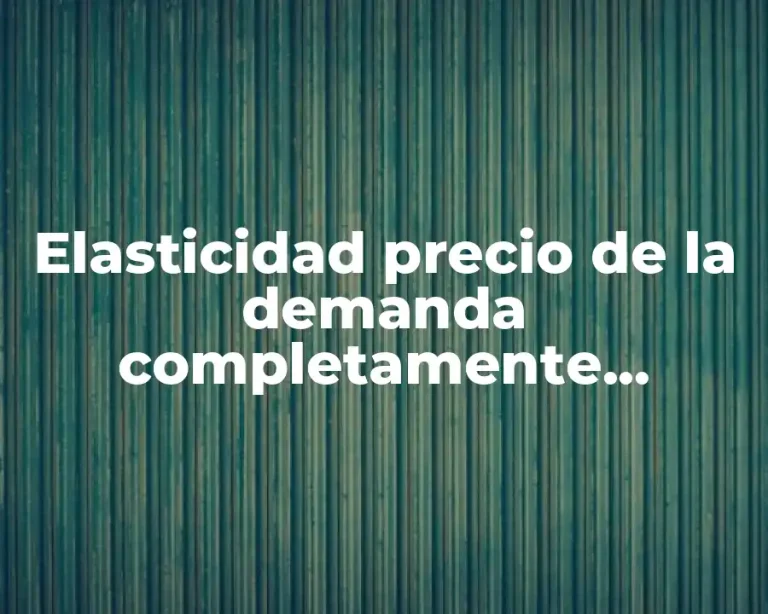 Elasticidad precio de la demanda completamente elástica