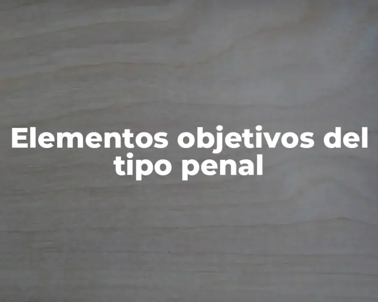 Elementos objetivos del tipo penal