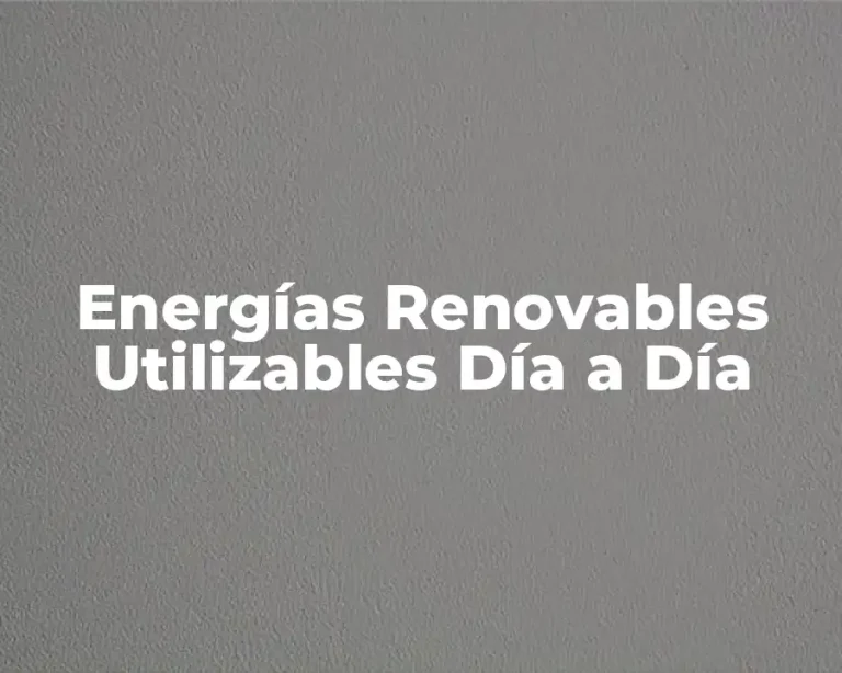 Energías Renovables Utilizables Día a Día