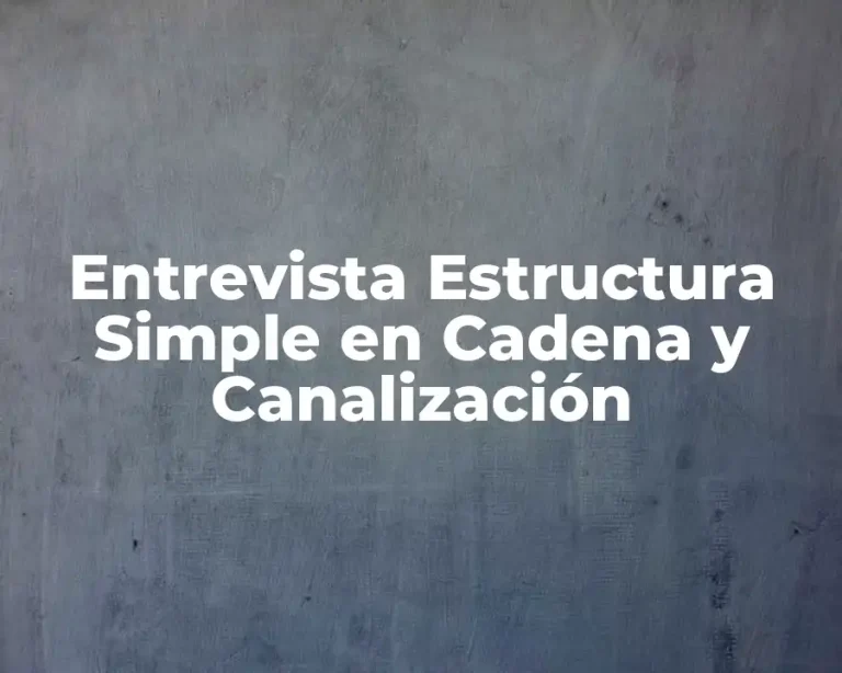 Entrevista Estructura Simple en Cadena y Canalización