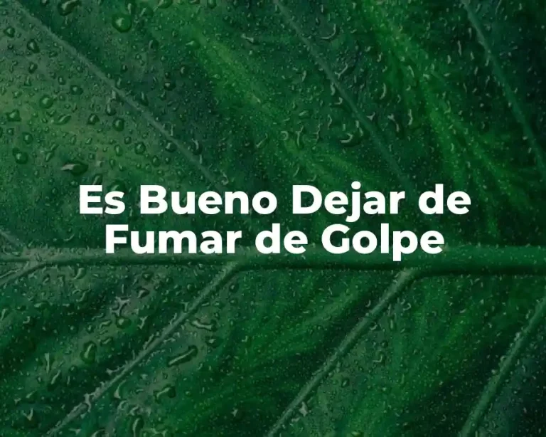 Es Bueno Dejar de Fumar de Golpe