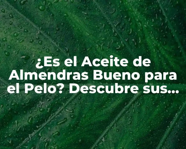 ¿Es el Aceite de Almendras Bueno para el Pelo? Descubre sus Beneficios