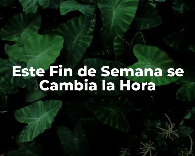 Este Fin de Semana se Cambia la Hora
