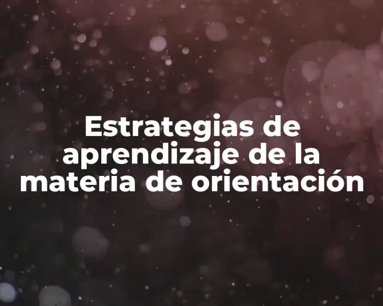 Estrategias de aprendizaje de la materia de orientación