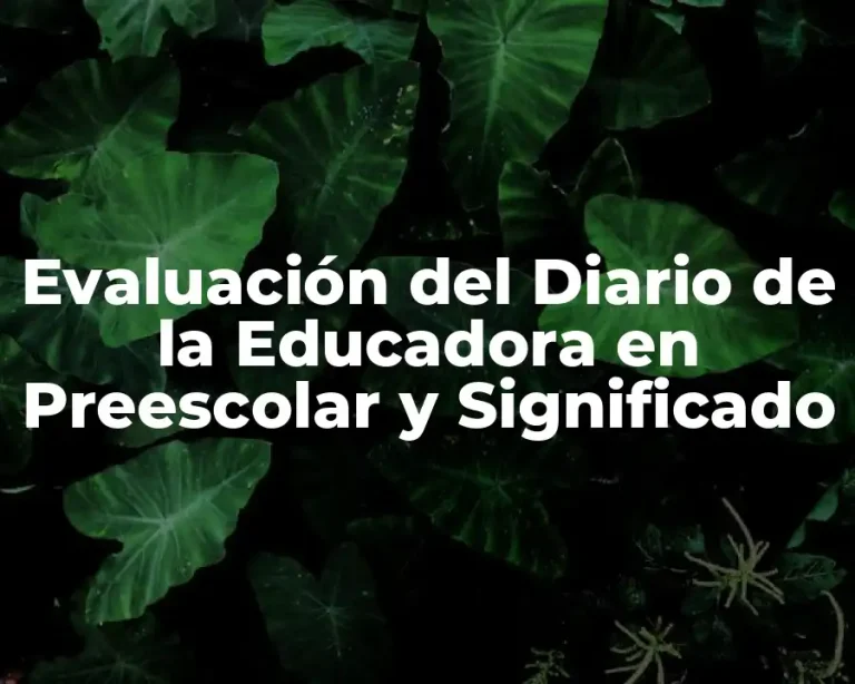 Evaluación del Diario de la Educadora en Preescolar y Significado