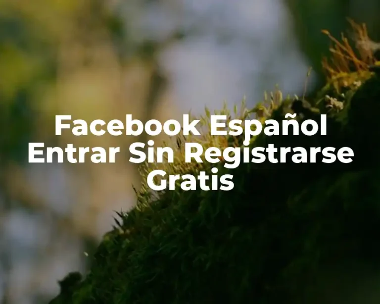 Facebook Español Entrar Sin Registrarse Gratis