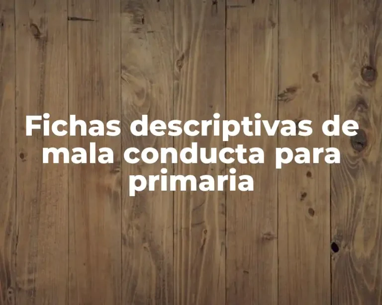Fichas descriptivas de mala conducta para primaria