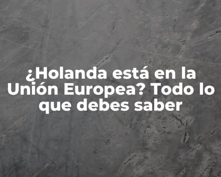 ¿Holanda está en la Unión Europea? Todo lo que debes saber