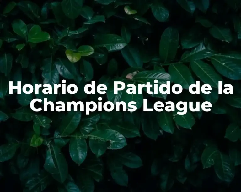 Horario de Partido de la Champions League