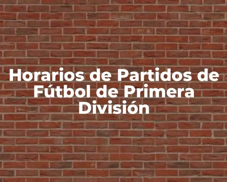 Horarios de Partidos de Fútbol de Primera División