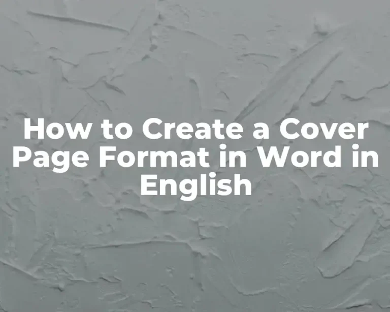 How to Create a Cover Page Format in Word in English