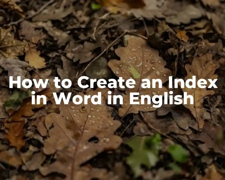 How to Create an Index in Word in English