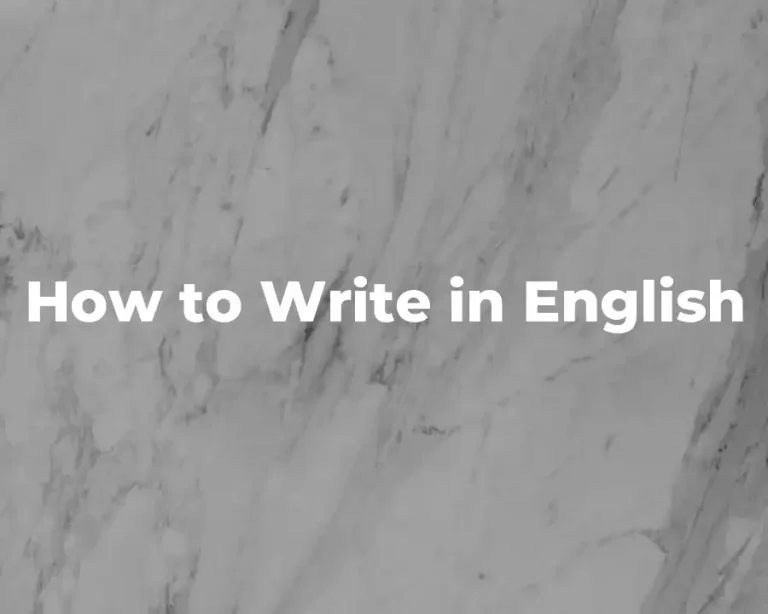 How to Write in English
