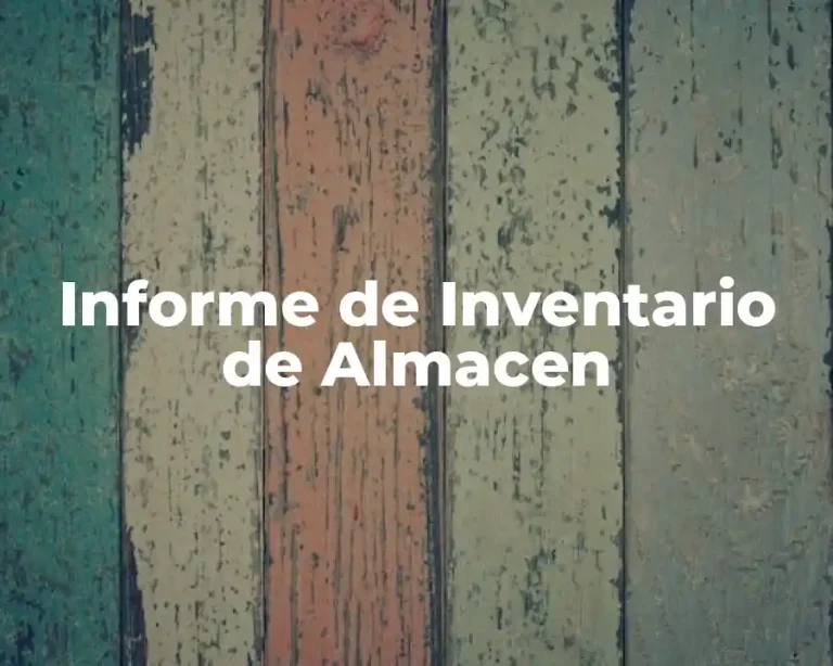 Informe de Inventario de Almacen
