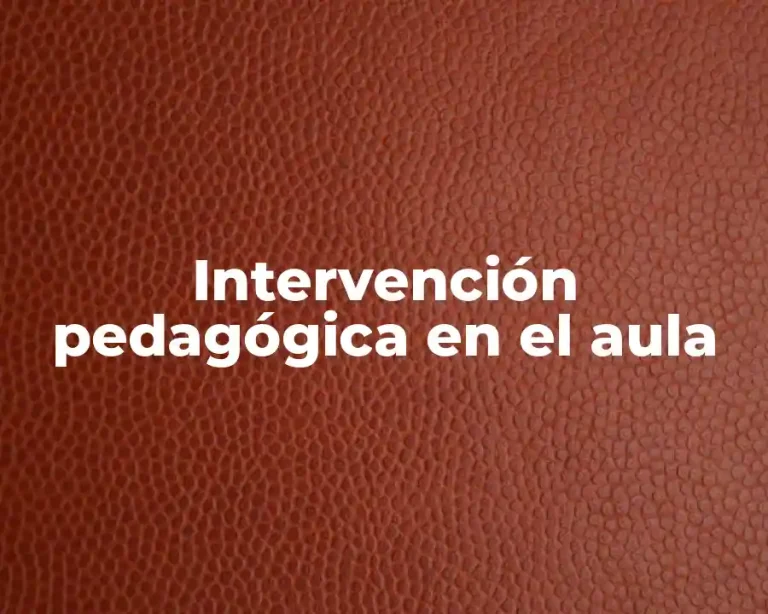 Intervención pedagógica en el aula