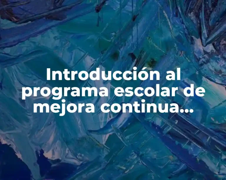 Introducción al programa escolar de mejora continua primaria