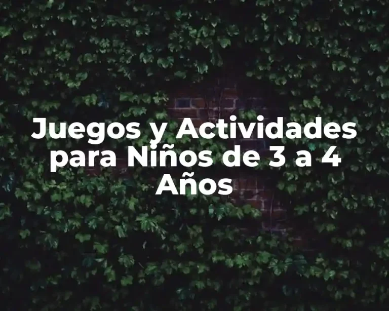 Juegos y Actividades para Niños de 3 a 4 Años