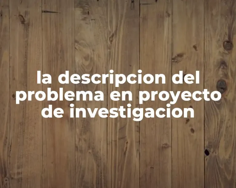 la descripcion del problema en proyecto de investigacion