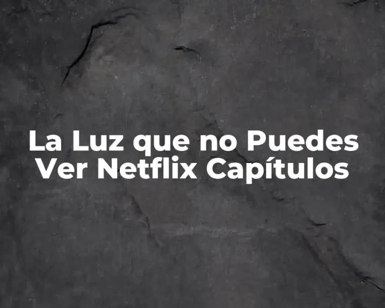 La Luz que no Puedes Ver Netflix Capítulos