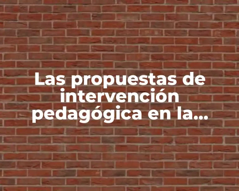 Las propuestas de intervención pedagógica en la educación