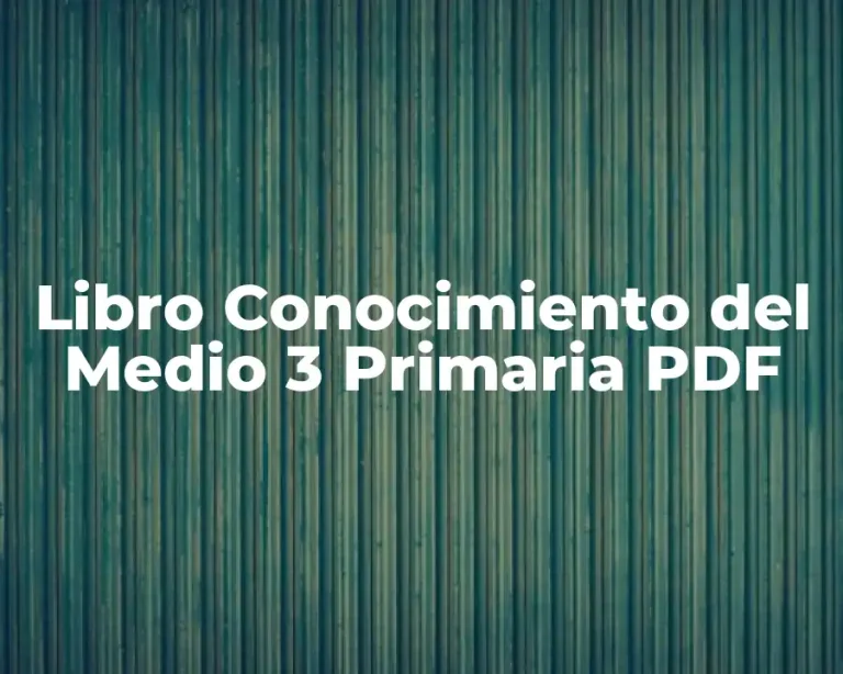 Libro Conocimiento del Medio 3 Primaria PDF