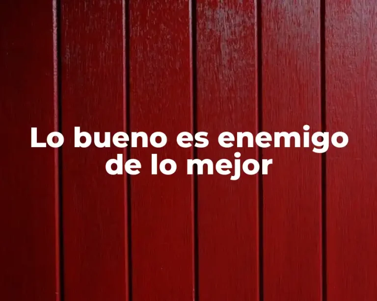 Lo bueno es enemigo de lo mejor