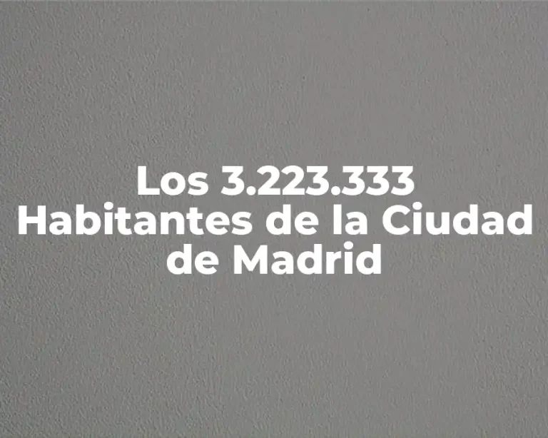 Los 3.223.333 Habitantes de la Ciudad de Madrid
