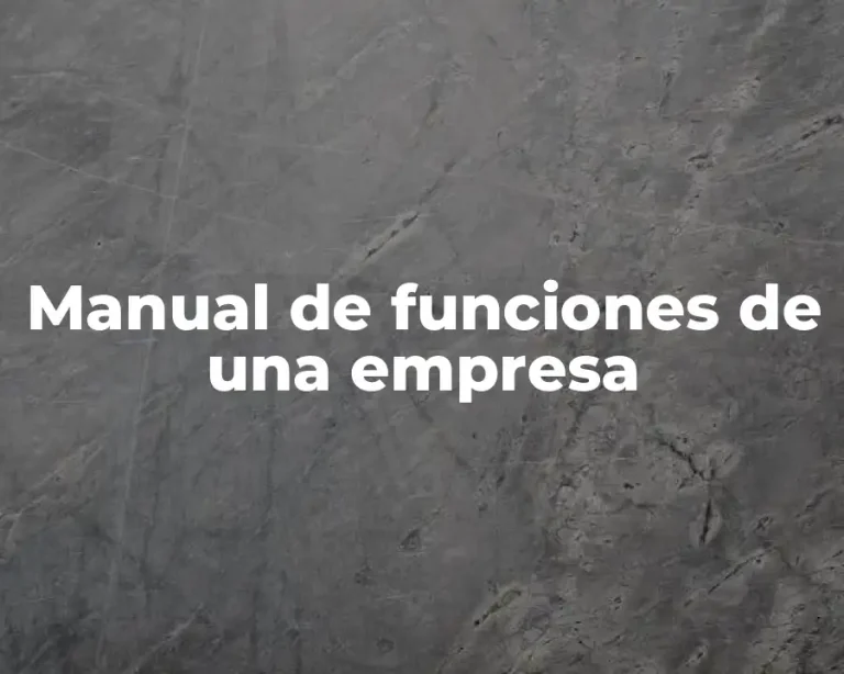 Manual de funciones de una empresa