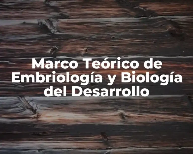 Marco Teórico de Embriología y Biología del Desarrollo