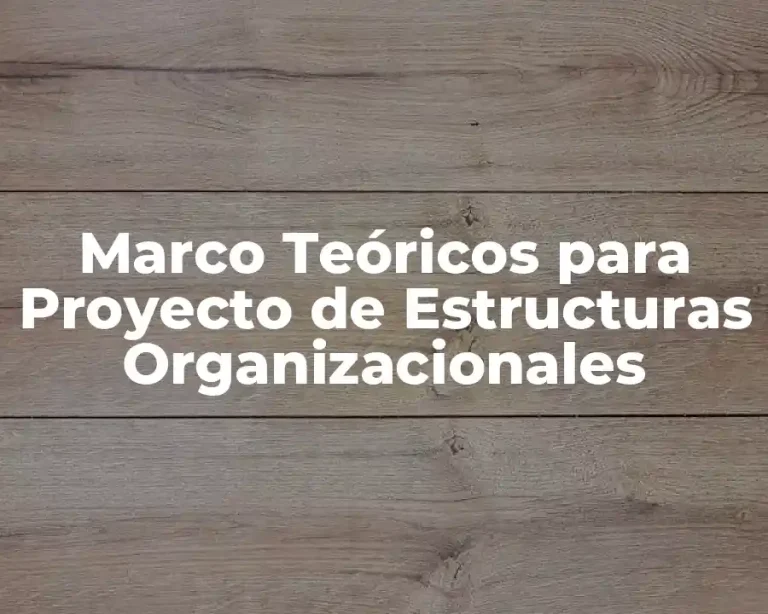 Marco Teóricos para Proyecto de Estructuras Organizacionales