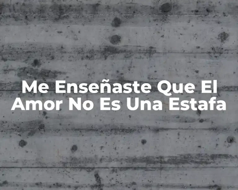 Me Enseñaste Que El Amor No Es Una Estafa