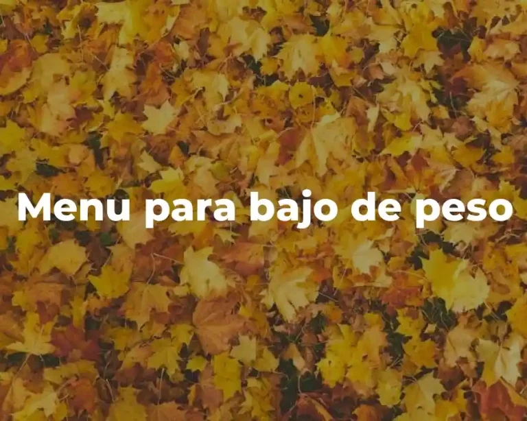 Menu para bajo de peso