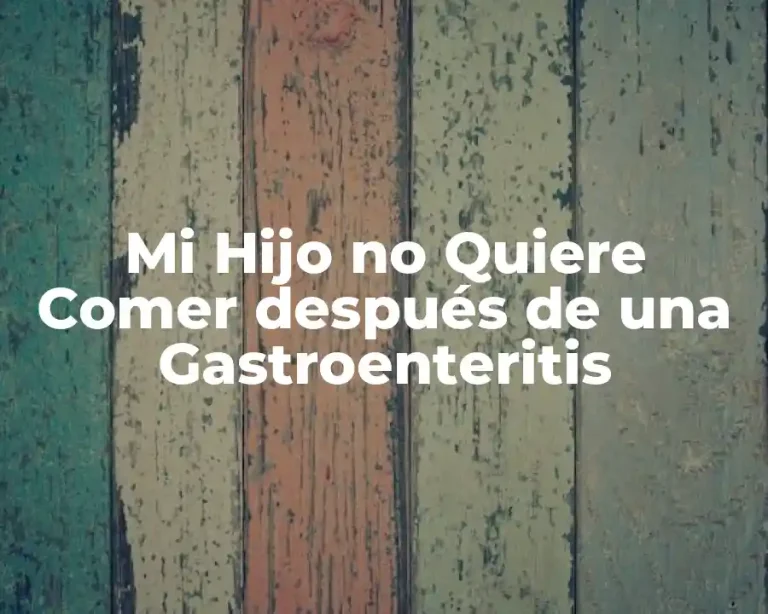 Mi Hijo no Quiere Comer después de una Gastroenteritis