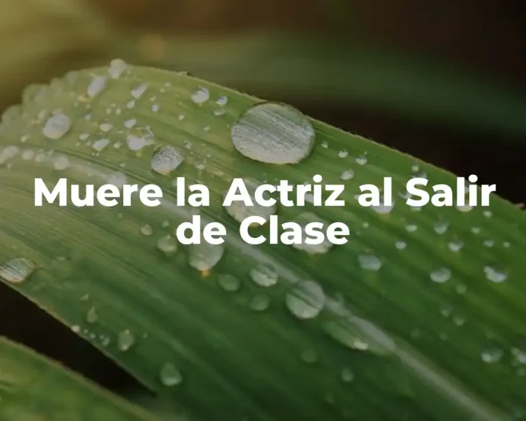 Muere la Actriz al Salir de Clase