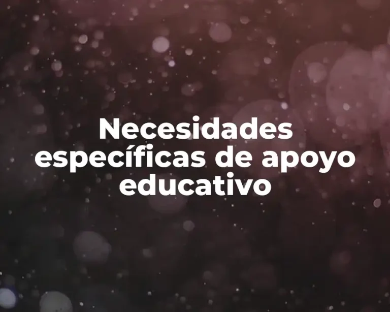 Necesidades específicas de apoyo educativo