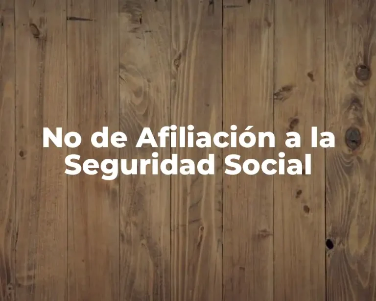 No de Afiliación a la Seguridad Social