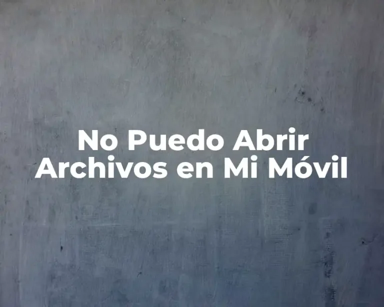 No Puedo Abrir Archivos en Mi Móvil