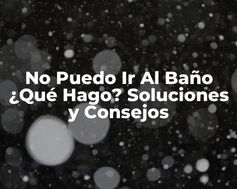 No Puedo Ir Al Baño ¿Qué Hago? Soluciones y Consejos