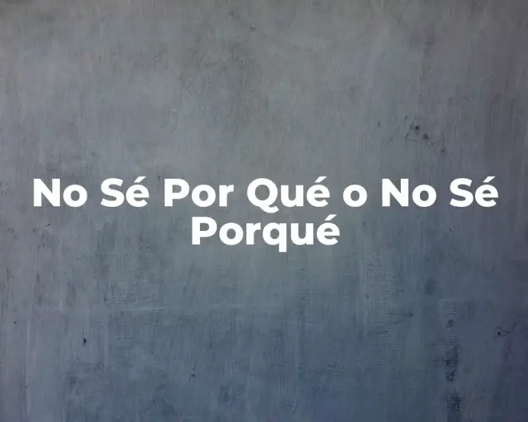 No Sé Por Qué o No Sé Porqué