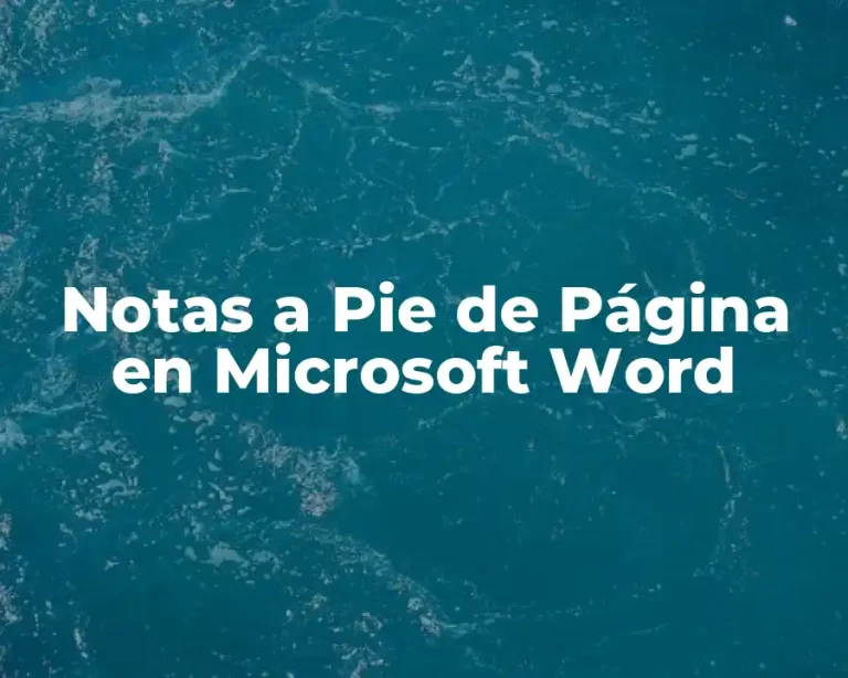 Notas a Pie de Página en Microsoft Word